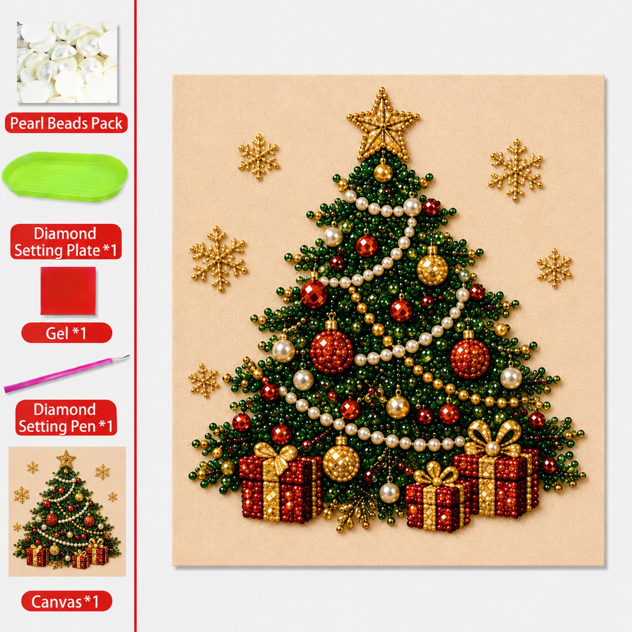 5-in-1 3D Pearl Art Kit – Christmas DIY Craft Set for Kids & Family Creative Fun