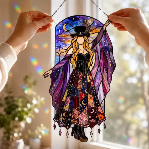 π Stevie Nicks π€ Handmade Stained Glass Spinning Suncatcher