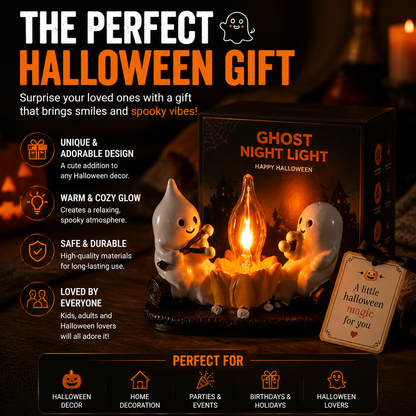 👻 Halloween Ghost Flame Night Light- LED Ambient Lamp