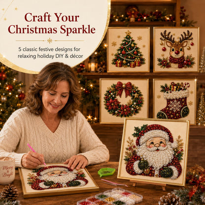 5-in-1 3D Pearl Art Kit – Christmas DIY Craft Set for Kids & Family Creative Fun