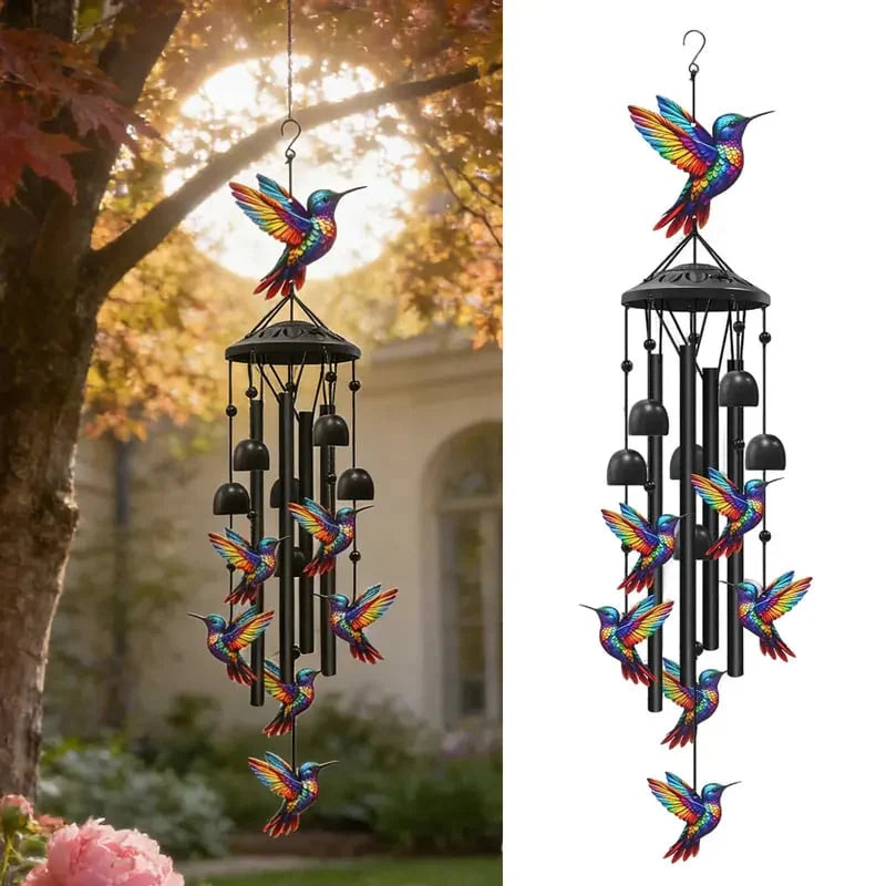 Retro Colorful Hummingbird Wind Chime