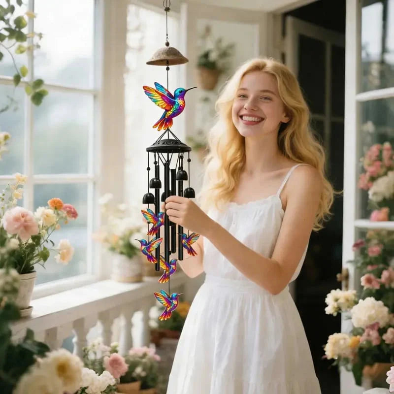 Retro Colorful Hummingbird Wind Chime