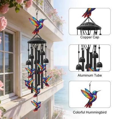 Retro Colorful Hummingbird Wind Chime