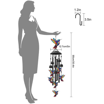 Retro Colorful Hummingbird Wind Chime