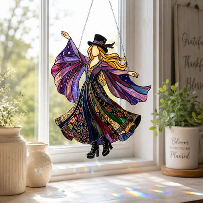 💃 Stevie Nicks 🤘 Handmade Stained Glass Spinning Suncatcher
