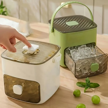 Press-Release 48-Cube Ice Maker Bin with Silicone Trays & Scoop Clip