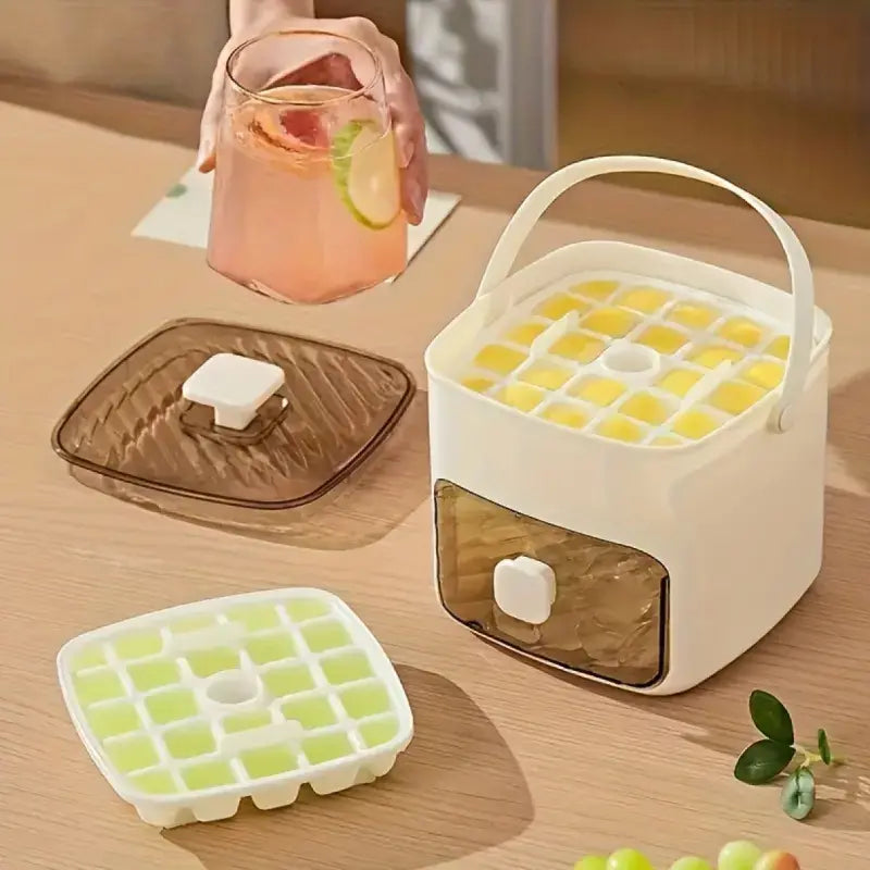 Press-Release 48-Cube Ice Maker Bin with Silicone Trays & Scoop Clip