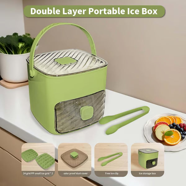 Press-Release 48-Cube Ice Maker Bin with Silicone Trays & Scoop Clip