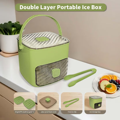 Press-Release 48-Cube Ice Maker Bin with Silicone Trays & Scoop Clip