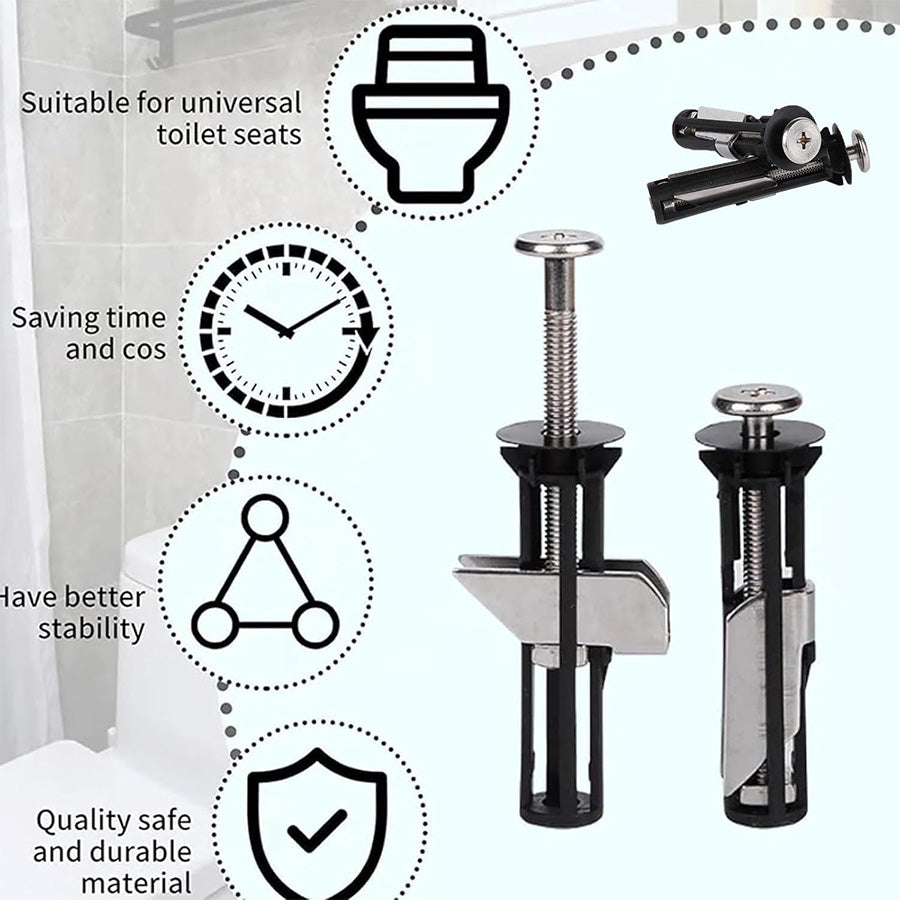 🚽 Heavy Duty Toilet Seat Fastener Bolt Kit Fix Loose Toilet Seats