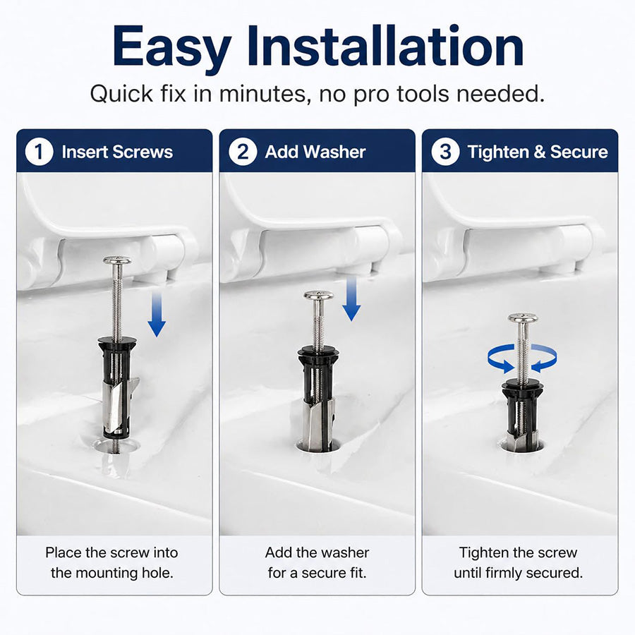 🚽 Heavy Duty Toilet Seat Fastener Bolt Kit Fix Loose Toilet Seats