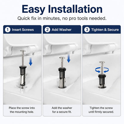 🚽 Heavy Duty Toilet Seat Fastener Bolt Kit Fix Loose Toilet Seats