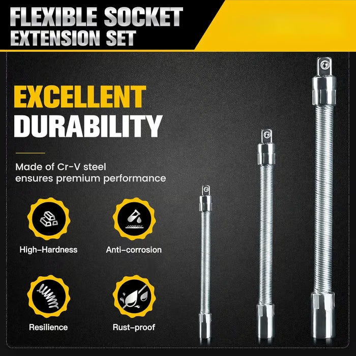Flexible Socket Ratchet Extension Set