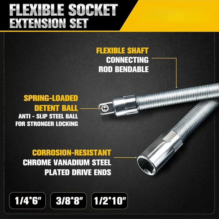 Flexible Socket Ratchet Extension Set
