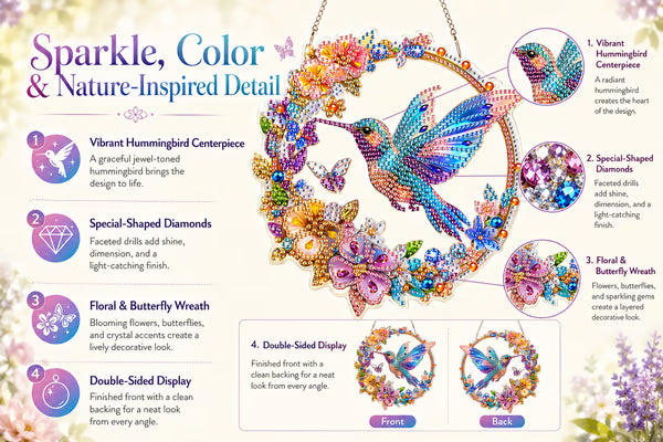 Hummingbird Diamond Art Hanging Ornament Kit