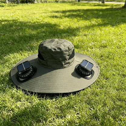 Dual Solar/USB Powered Fan Safari Hat