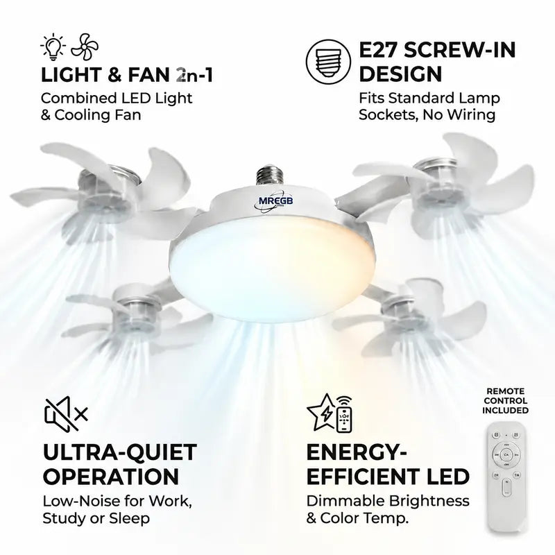 2-in-1 Socket Fan Light