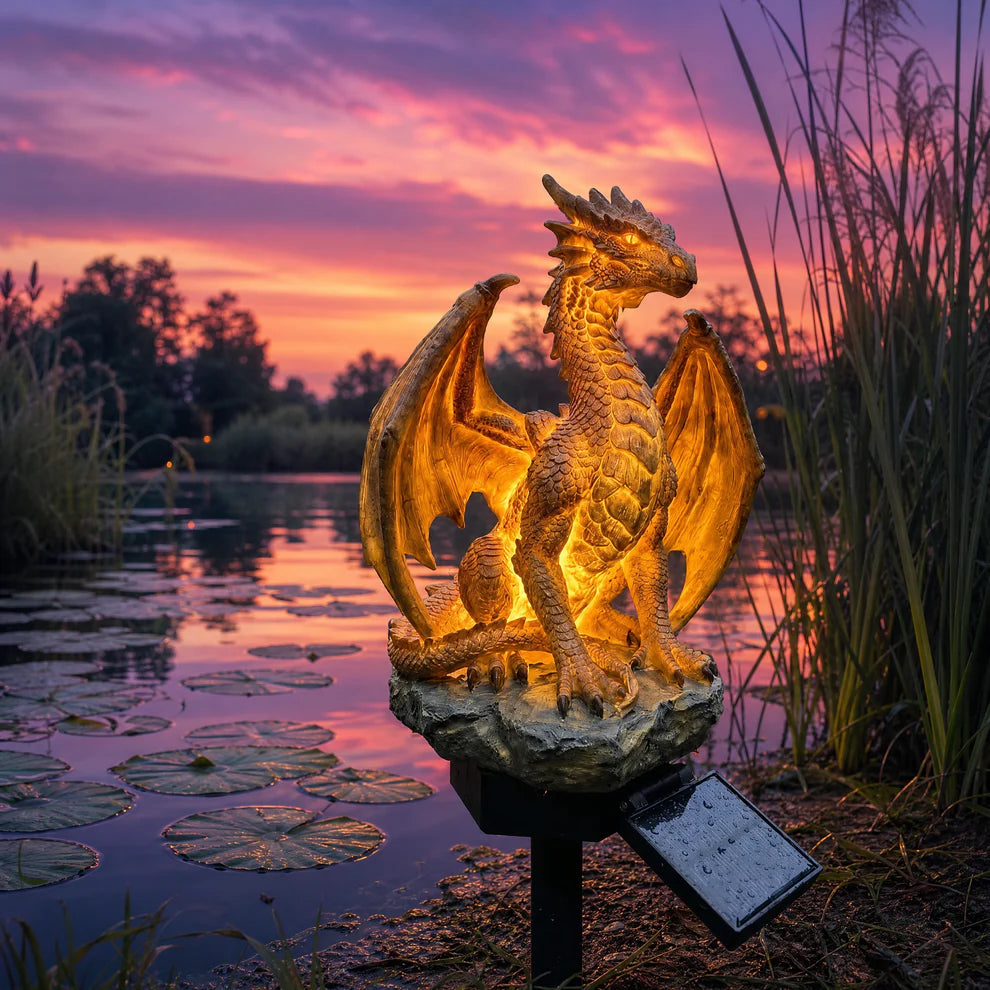 Solar Dragon Garden Statue Light